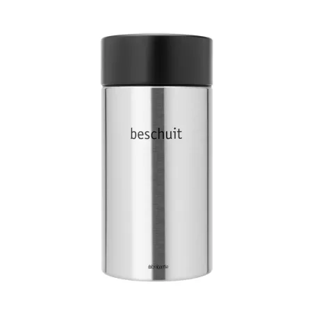 Canister 1.7L - estrattore fette biscottate, anti-impronte, coperchio Nero Opaco, Inox Satinato FPP - Brabantia