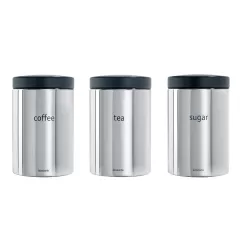 Set 3 Canister 1.4L - Tea, Coffee, Sugar, Inox Lucido - Brabantia