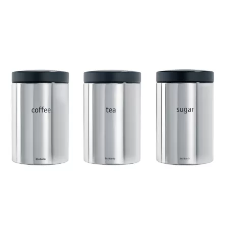 Set 3 Canister 1.4L - Tea, Coffee, Sugar, Inox Lucido - Brabantia
