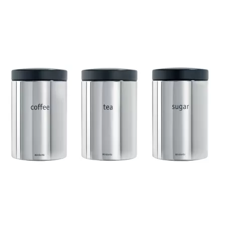 Set 3 Canister 1.4L - Tea, Coffee, Sugar, Inox Lucido - Brabantia
