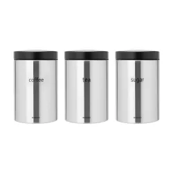Set 3 Canister 1.4L - Tea, Coffee, Sugar, Inox Satinato FPP - Brabantia