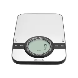 Bilancia da cucina digitale 1gr/5kg - Rettangolare con timer cucina, Inox Satinato - Brabantia