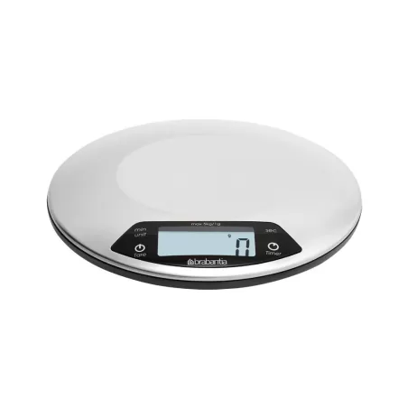 Bilancia da cucina digitale 1gr/5kg - Rotonda con timer cucina, Inox Satinato - Brabantia
