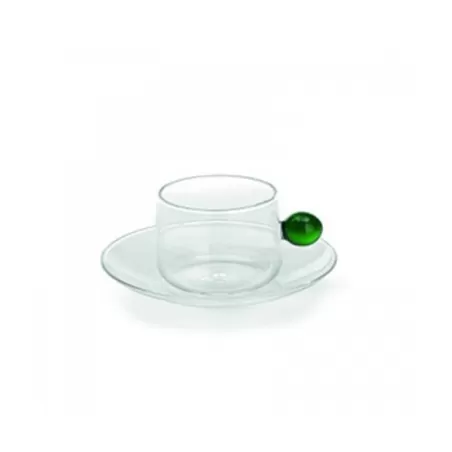 Bilia, Tazzina cappuccino/The con piatto verde - Zafferano