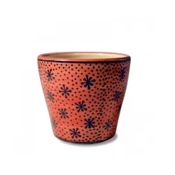 Pot pot, Vaso rosa lucido - fantasia stelle d. 14 x h. 12,5 cm. - Zafferano