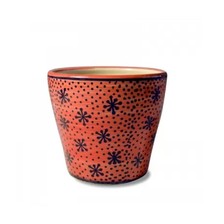 Pot pot, Vaso rosa lucido - fantasia stelle d. 14 x h. 12,5 cm. - Zafferano