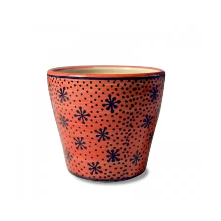 Pot pot, Vaso rosa lucido - fantasia stelle d. 14 x h. 12,5 cm. - Zafferano