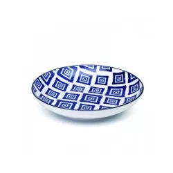 Rhapsody in blue, Piatto fondo fantasia rombi d. mm 215 - Zafferano