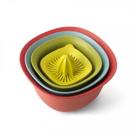 Set Nestable Mixing Bowl - Ciotola 1,5L + 3,2L + Scolapasta + Spremiagrumi, Tasty Colours Mixed - Brabantia