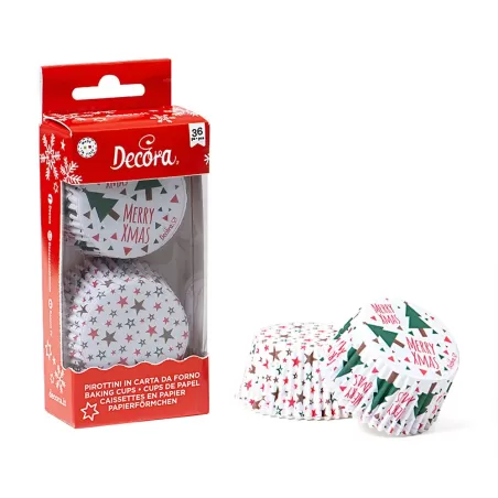 Pirottini muffin Xmas Tree & Stars Mm. 50x32 Pezzi 36 - Decora