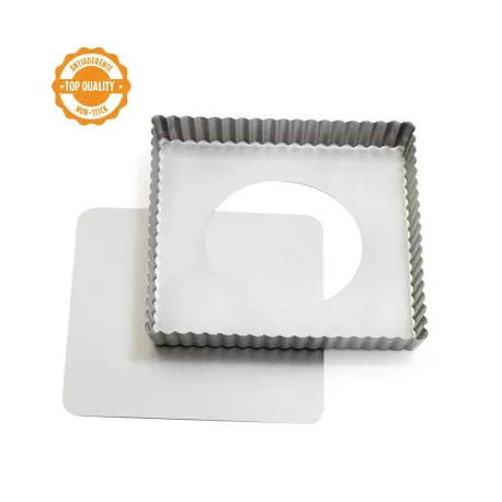 Stampo crostata con fondo mobile quadrato Cm. 21x21x3,5 h - Decora