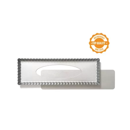 Stampo crostata con fondo mobile rettangolare stretto Cm. 35x11x2,5 h - Decora
