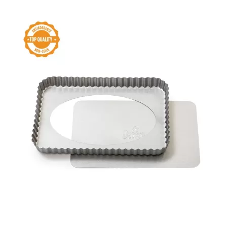 Stampo crostata con fondo mobile rettangolare Cm. 32x22x3,5 h - Decora