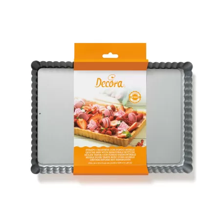 Stampo crostata con fondo mobile rettangolare Cm. 32x22x3,5 h - Decora