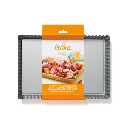 Stampo crostata con fondo mobile rettangolare Cm. 32x22x3,5 h - Decora