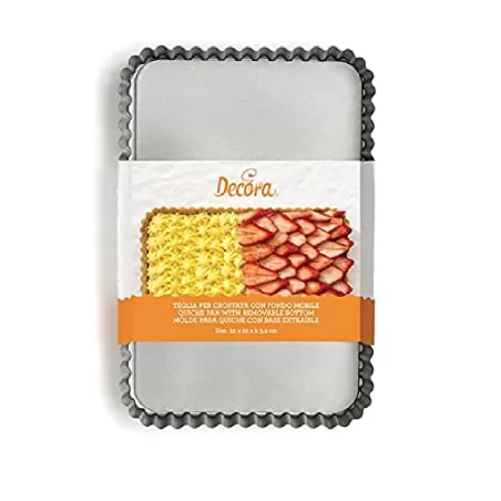 Stampo crostata con fondo mobile rettangolare Cm. 31x22x3 h - Decora