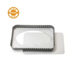 Stampo crostata con fondo mobile rettangolare Cm. 31x22x3 h - Decora 2