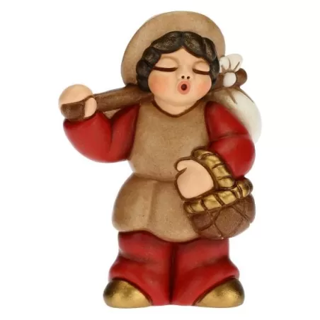 Uomo con fagotto presepe classico, rosso - Thun