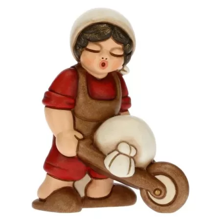 Uomo con carriola presepe classico, rosso - Thun