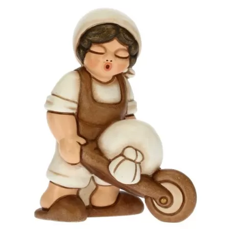 Uomo con carriola presepe classico, bianco - Thun