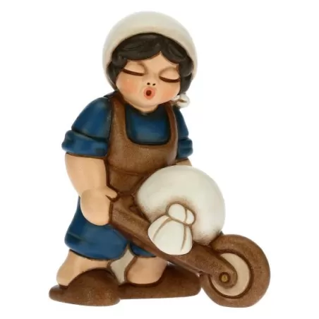 Uomo con carriola presepe classico, blu - Thun