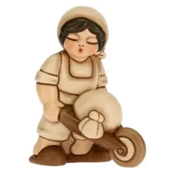 Uomo con carriola presepe classico, champagne - Thun