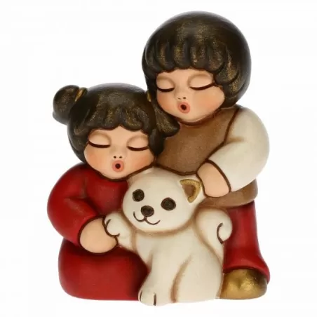 Bimbi con gatto presepe classico, rosso - Thun