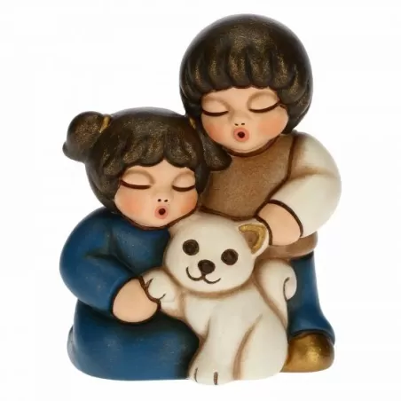 Bimbi con gatto presepe classico, blu - Thun