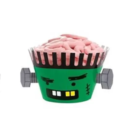 Avvolgi muffin Frankestein per festa Halloween - Wilton