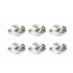 Set 6 tazzine caffe' c/piattino love sabbia - Guzzini