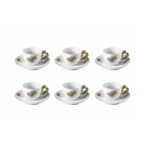Set 6 tazzine caffe' c/piattino love sabbia - Guzzini