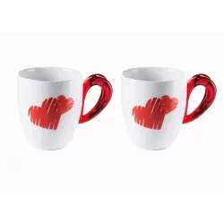 Set 2 mug love rosso trasparente - Guzzini