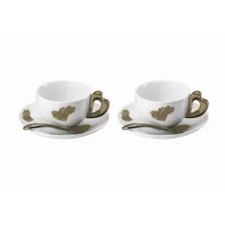 Set 2 tazze cappuccino c/piattino love sabbia - Guzzini