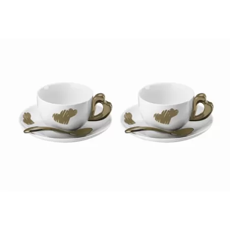 Set 2 tazze cappuccino c/piattino love sabbia - Guzzini