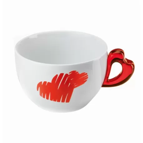 Tazza colazione love rosso trasparente - Guzzini