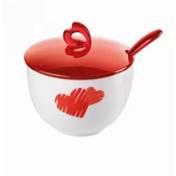 Zuccheriera c/cucchiaino love rosso trasparente - Guzzini