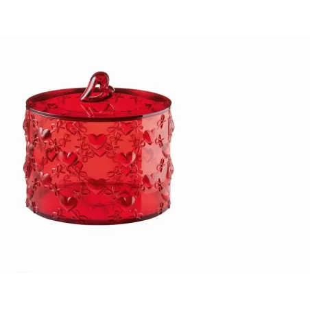 Contenitore grande c/coperchio 'love' rosso trasparente - Guzzini