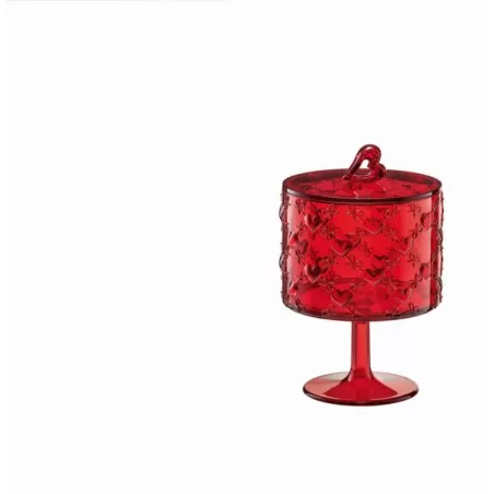 Contenitore con alzata piccolo love rosso trasparente - Guzzini