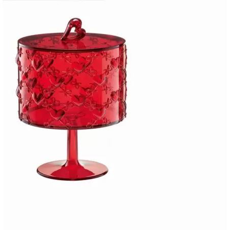 Contenitore con alzata grande love rosso trasparente - Guzzini