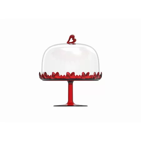 Alzata  con campana 'love' rosso trasparente - Guzzini
