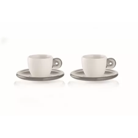 Set 2 tazzine caffe' c/piattino 'gocce' grigio cielo - Guzzini