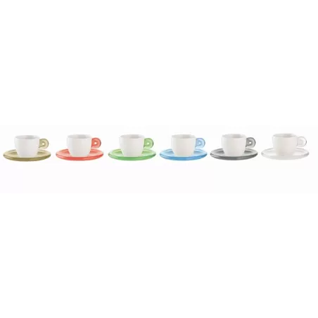 Set 6 tazzine caffe' c/piattino 'gocce' multicolor - Guzzini