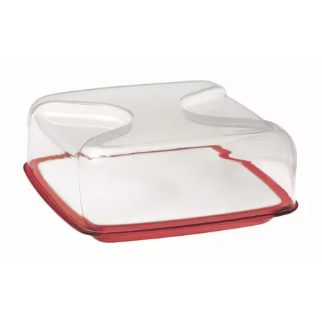 Copriformaggio quadrato 'gocce' rosso trasparente - Guzzini