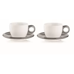Set 2 tazze cappuccino c/piattino 'gocce' grigio cielo - Guzzini