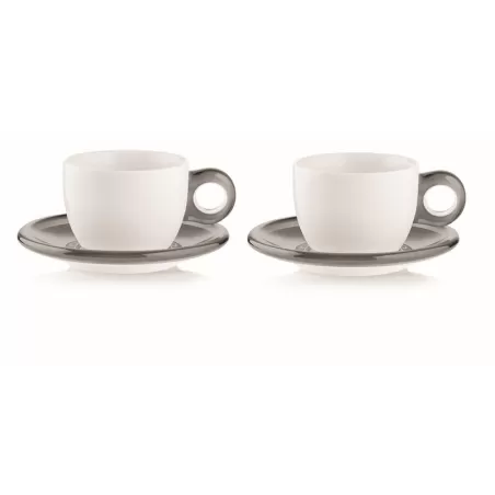Set 2 tazze cappuccino c/piattino 'gocce' grigio cielo - Guzzini