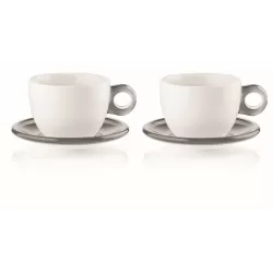 Set 2 tazze colazione c/piattino 'gocce' grigio cielo - Guzzini