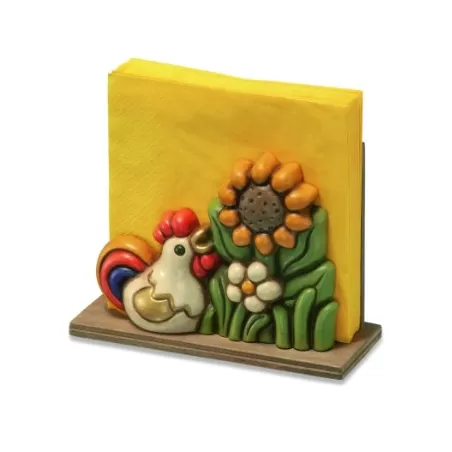 Portatovaglioli gallo e fiori - Thun