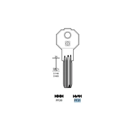 Chiave punzonata, Prefer - PF21 - Silca