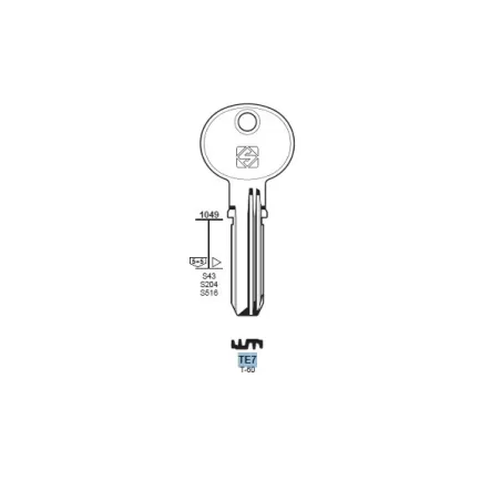 Chiave punzonata, Tesa - TE7 - Silca