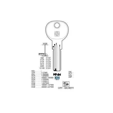 Chiave punzonata, Iseo - IE14 - Silca